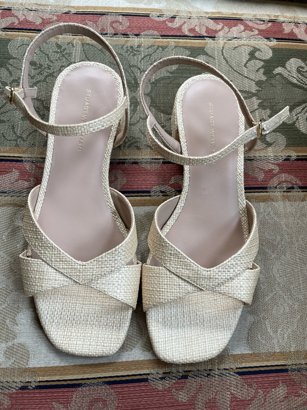 Stuart Weitzman Dayna 50 Block Heel Sandals In Raffia. Size 7 Women N15-17 - Picture 5 of 10